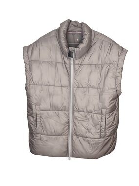 FREE PEOPLE MOVEMENT “IN A BUBBLE” PUFFER VEST XL TAUPE OVERSIZED ZIP